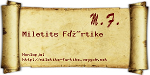 Miletits Fürtike névjegykártya